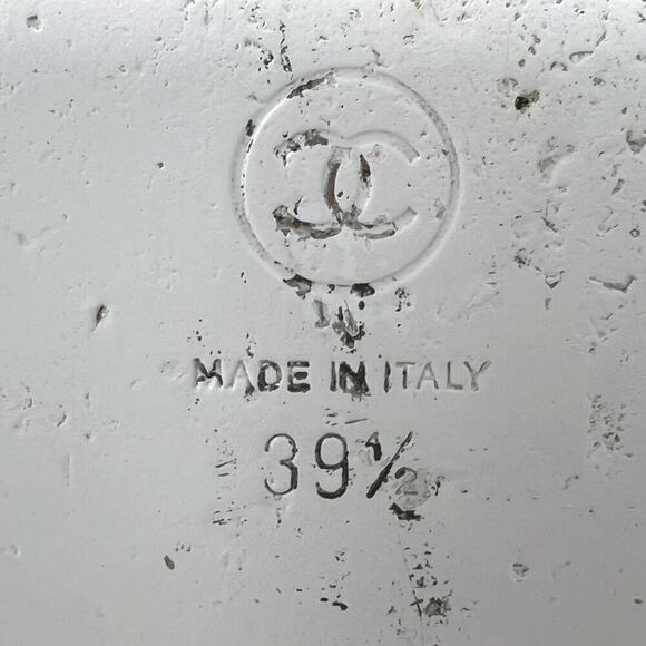 Chanel White Textured Leather Dad Flat Sandals 39.5‎ - Picture 7 of 9